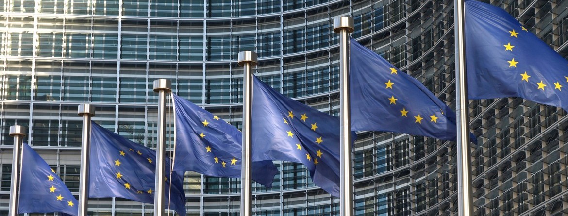 Motiv: Vor dem EU-Parlament in Brüssel stehen mehrere Fahnenmaste mit EU-Flaggen. (Foto: finecki - fotolia.com)
